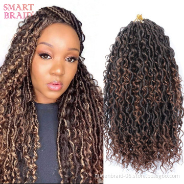 NEW Goddess Locs Crochet Hair 18 Inch River Fauxs Locs Wavy Crochet With Curly Hair In Middle And Ends